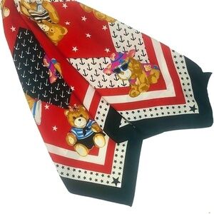 Vintage NWOT Marine Puppy Bear Large Scarf Italy